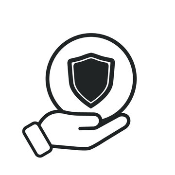 hand holding shield icon
