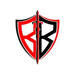 initials B B Shield Armor Sword for logo design inspiration