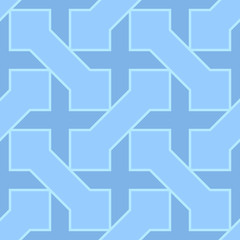 Iranian ornament. Arabic mosaic background. Manji wallpaper. Ethnical folk image. Sayagata motif. Ancient arabesque tiles. Digital paper, web design, textile print, backdrop. Seamless vector art work.