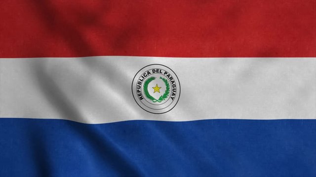 Paraguay flag waving in the wind. National flag Republic of Paraguay. 4K