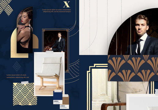 Insieme di moodboard elegante e moderno