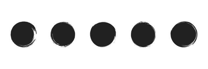 Grunge round  shapes icon . Set of ink frames on white background .  Black grunge circle , illustration . Paint Brush concept . Vector round brush painted .