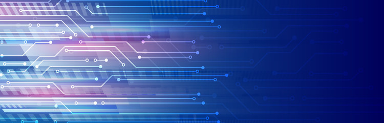 Abstract futuristic sci fi template. Digital technology concept on the blue background. Wide Circuit board vector illustration.