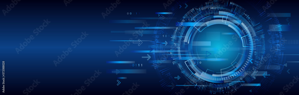 Fototapete hi-tech vector illustration with various technology elements. wide cyber security internet and netwo