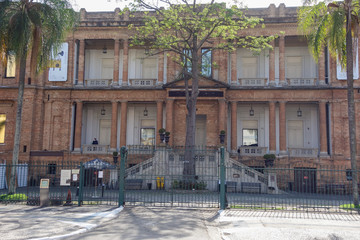 external view of building facade of State Pinacoteca in Sao Paulo, Brazil