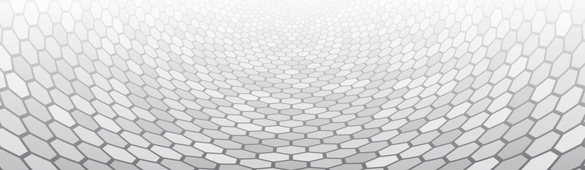 Gradient mosaic pattern. Abstract Perspective with hexagons. Wide Polygonal 3d background.