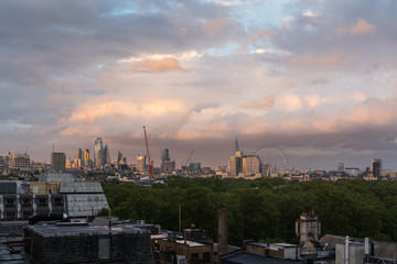 Beautiful sunset over the city of London