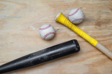 Baseball ball and bats for sports and athletics 