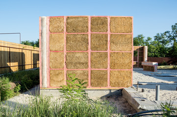 Straw blocks for the construction of environmentally friendly homes.