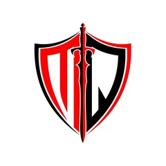 initials M Q Shield Armor Sword for logo design inspiration