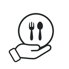 hand holding cutlery sign