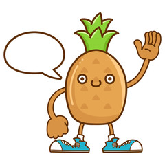 kawaii smiling pineapple fruit with sneakers cartoon