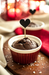 heart shaped chocolate muffin