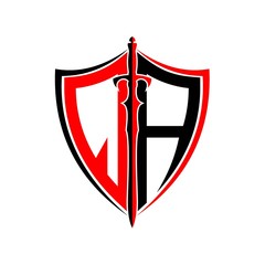 initials Q A Shield Armor Sword for logo design inspiration