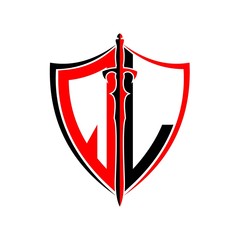 initials Q L Shield Armor Sword for logo design inspiration