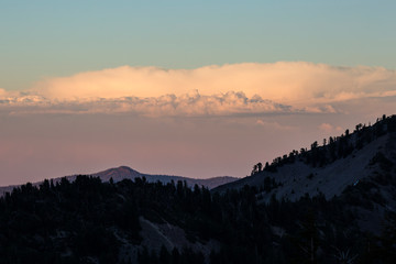Beautiful landscape view of the sunset in Lassen Volcanic National Park (California).