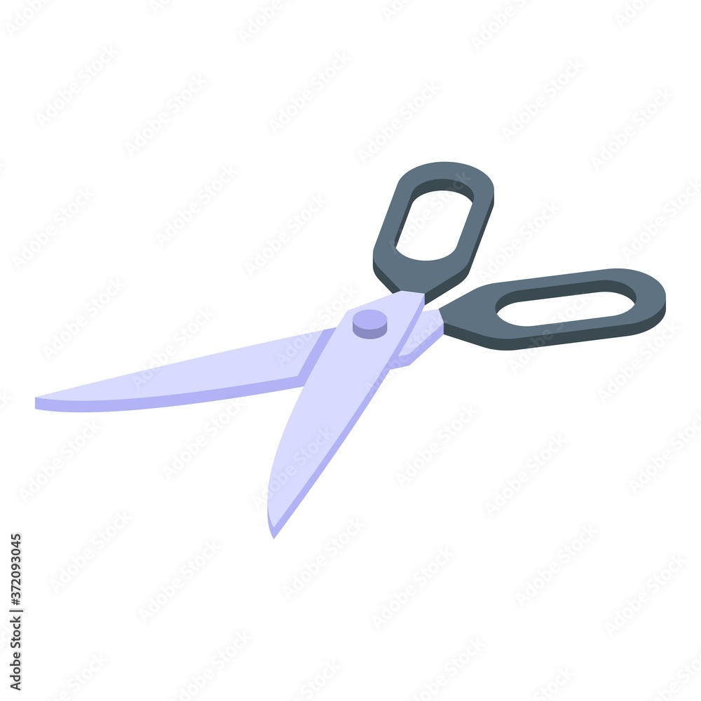 Poster home scissors icon. isometric of home scissors vector icon for web design isolated on white backgrou