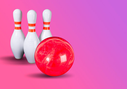 Bowling. Bowling ball and bowling pins on a beautiful background