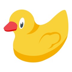 Yellow duck bath toy icon. Isometric of yellow duck bath toy vector icon for web design isolated on white background