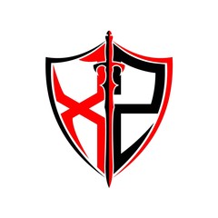 initials X Z Shield Armor Sword for logo design inspiration