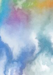 Abstract colorful watercolor on white background. Digital art painting.