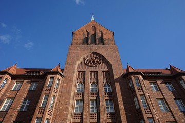 Berlin, Germany_31, January 2019_Winter View of Ev. Parish Zum Heilsbronnen.
