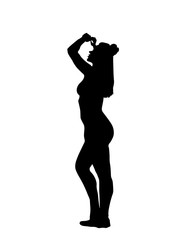 Woman with long hair, pose, fashion model, woman body, posing for the camera, silhouette