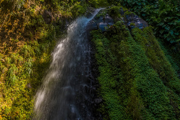 A view of the upper level of a waterfall on Mount Soufriere in Saint Vincent