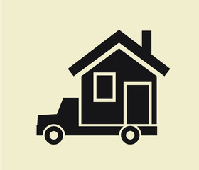 movers icon, mobile home  relocation service illustration