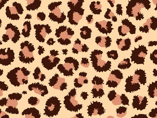 Seamless leopard fur pattern. Fashionable wild leopard print background. Modern panther animal fabric textile print design. Stylish vector color illustration © prezent