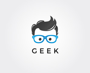 minimal geek logo template - vector illustration