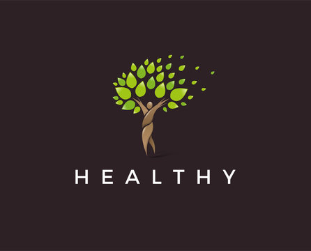 minimal healthy logo template - vector illustration