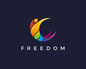 minimal freedom logo template - vector illustration