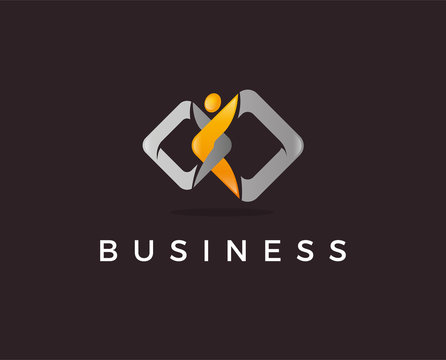 minimal infinity people logo template - vector illustration