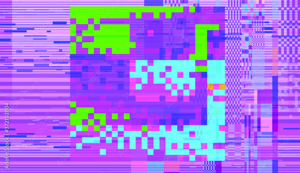 Aufkleber Abstract pixelated background with flickers and datamoshing effect. Vaporwave and cyberpunk style aesthetics.