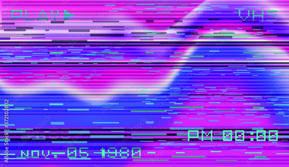 Poster Abstract pixelated background with flickers and datamoshing effect. Vaporwave and cyberpunk style aesthetics.