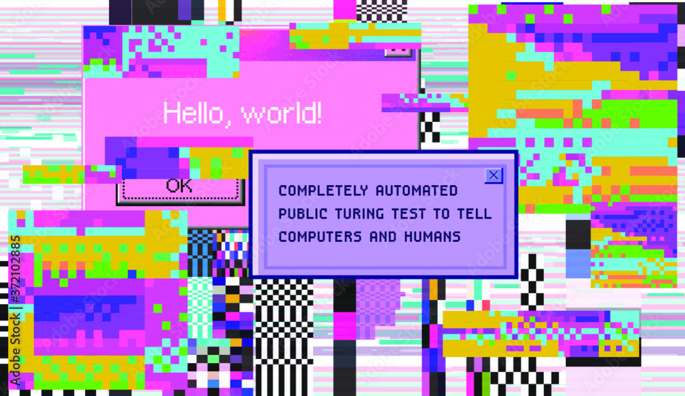 Poster Old user interface elements, retro message box with buttons. Vaporwave and retrowave style aesthetics.