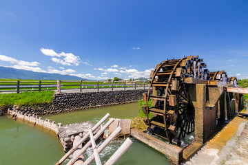 菱野の三連水車（夏）　福岡県朝倉市　Triple Waterwheel (summer) Fukuoka-ken Asakura-gun