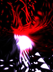Plakat Light particle trails. Light explosion star with glowing particles and lines. Beautiful moving abstract rays background.