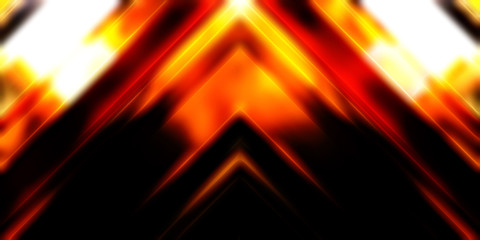 Abstract shining geometric lights background. Fractal symmetric graphic illustration. Intersecting glowing and shimmering bars.