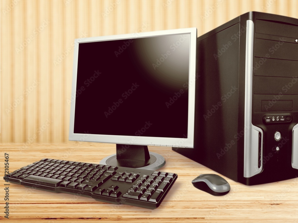 Canvas Prints Classic desktop computer with a monitor on the desk