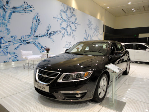 Black Saab 95 on Display