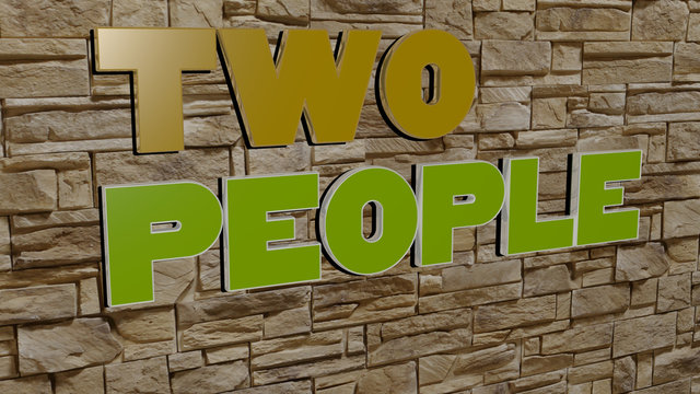two people text on textured wall, 3D illustration for business and background