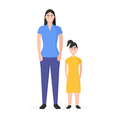 Familia. Familia moderna. Madre e hija. Concepto de seguro médico familiar. Ilustración vectorial estilo plano aislado en fondo blanco