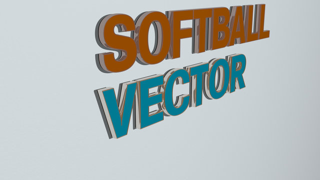 softball vector text on the wall, 3D illustration for baseball and game