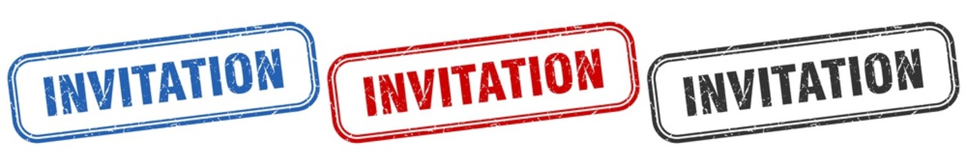 invitation square isolated sign set. invitation stamp