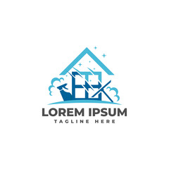 Fototapeta premium Home Cleaning Service with Spray Bottle Logo Vector Icon Illustration