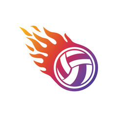 volleyball Fire Logo Template Design Vector, Illustration