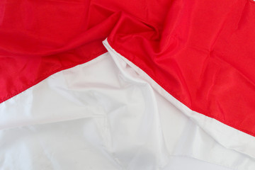 crumpled Indonesian flag close up