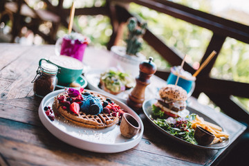 Colorful Breakfast in Balinese Restaurant